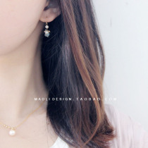 MAOLI exclusive original 14K gold package freshwater pearl earrings sea blue Pato stone earrings