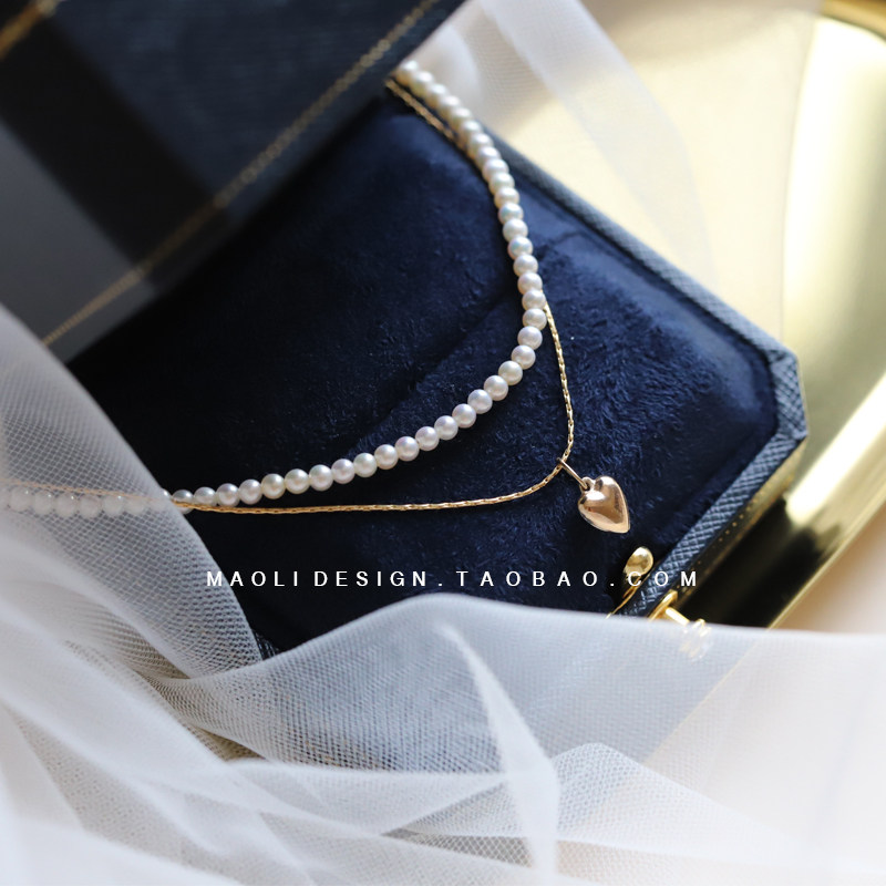 MAOLI gently confessed to original 14k gold gold gold - free water pearl double - layer neck - chain
