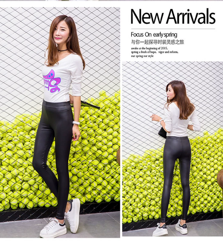 Mùa xuân và mùa thu thoáng khí của phụ nữ giả da quần legging phần mỏng mặc quần thun chân là quần mỏng quần nữ kích thước lớn quần đũi nữ
