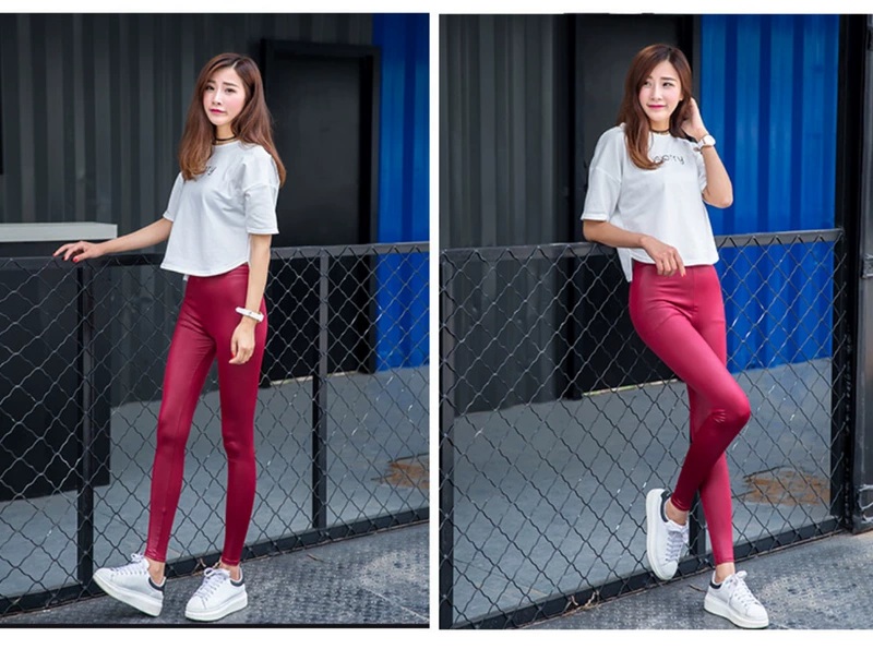 Mùa xuân và mùa thu thoáng khí của phụ nữ giả da quần legging phần mỏng mặc quần thun chân là quần mỏng quần nữ kích thước lớn quần đũi nữ