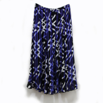 Silk ladies skirt Mulberry silk skirt Blue and white striped suit large skirt double elastic waist