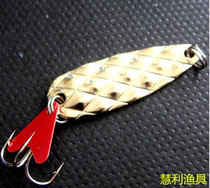 Golden pineapple spoon type sequin red tail iron plate sequin false ear Luya bait Weihai Huili fishing gear 8G 50mm