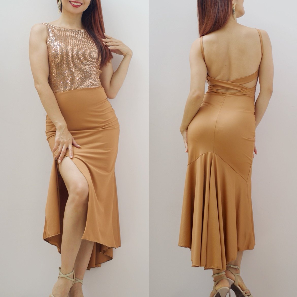 Argentinean tango dresses DNI TANGO NEW DRESS SEXY ELEGANT DEW BACK IRREGULAR PENDULUM BRIGHT SHEET SKIRT-TAOBAO