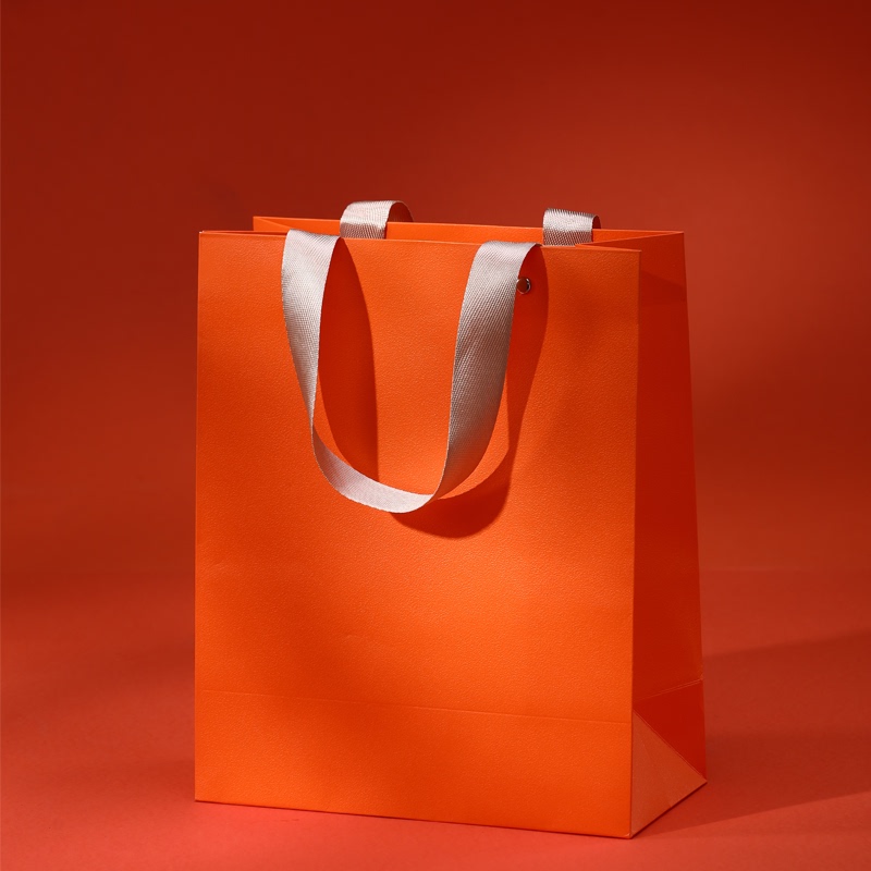 Popular Textured Tote Bag, Light Luxury Gift Bag, Orange Packaging Bag, Gift-Giving Bag for Tea and Jewelry, High-End Shopping Bag