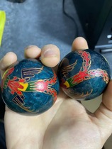 80s Cloisonne old fitness handball dragon and phoenix ball middle-aged and elderly health care exercise finger grip iron ball