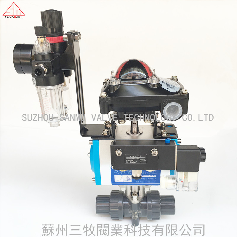 UPVC pneumatic double by the order of the ball valve PPH industrial pneumatic live ball valve ring Qi style pneumatic triplet ball