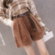 Quần short nhung nữ 2018 thu đông 2018 size lớn chất béo MM giản dị rộng chân rộng Một chiếc quần bốt cao cổ 200 kg thủy triều quần sooc bò nữ