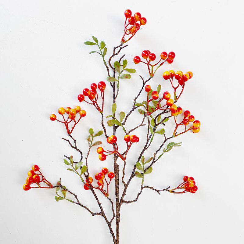 Fortune fruit fake flower decoration Chinese berry red fruit simulation bouquet living room table Acacia bean flower arrangement decorative flower art