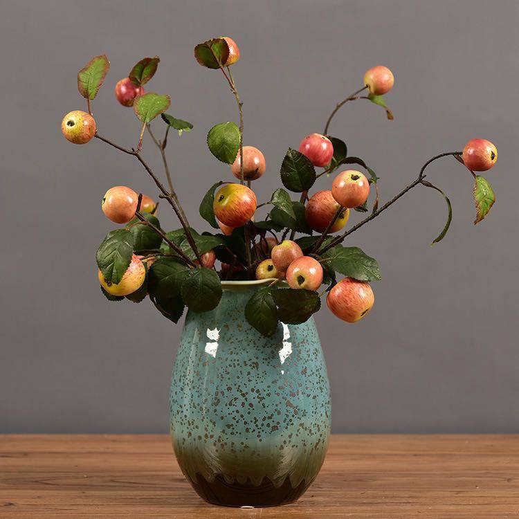 American country simulation small apple branch Ping An fruit with leaf fruit living room table decoration flower arrangement pomegranate