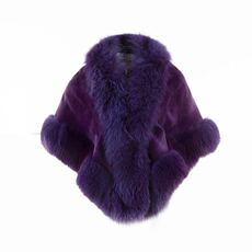 Одежда из меха 白领紫色貂绒狐狸饰边大披肩fur811-p3