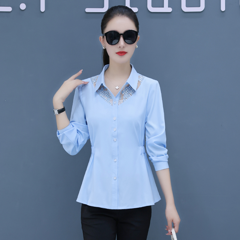Lace Shirt, Striped Long-Sleeved Shirt, Spring and Summer New Style, Korean Style Fashionable Chiffon Top, Versatile Shirt for Women Lace Shirt, Striped Long-Sleeved Shirt, Spring and Summer New Style, Korean Style Fashionable Chiffon Top, Versatile Shirt for Women