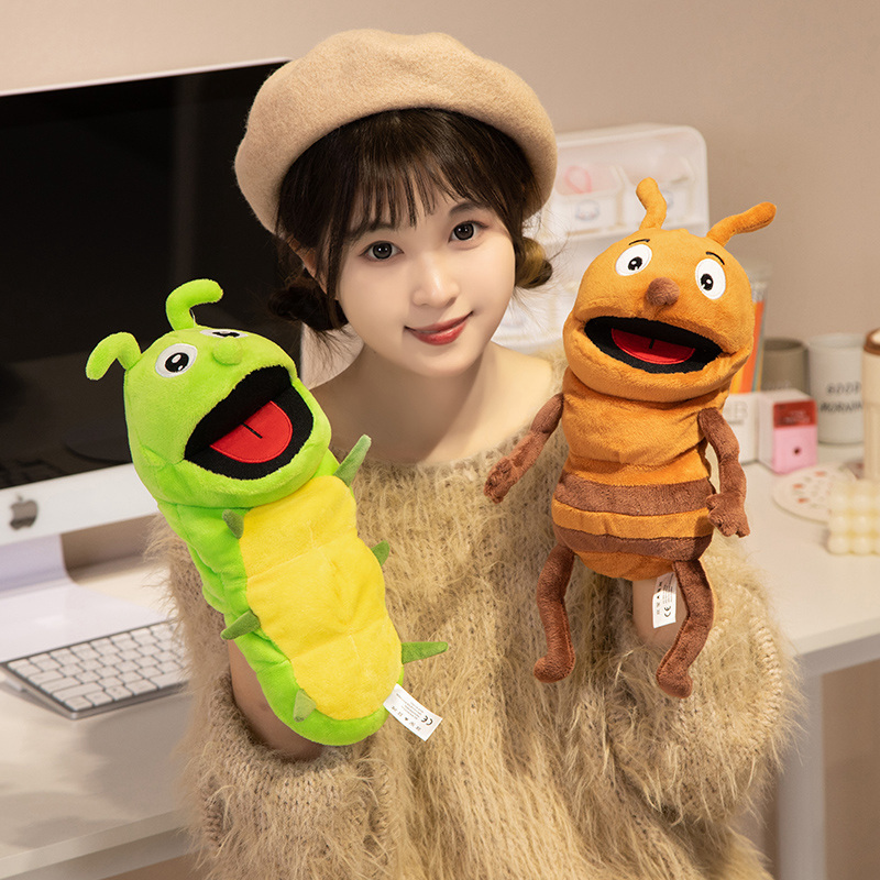 Cartoon Caterpillar Bee Hand Puppet Ant Soothing Doll Parent-Child Interactive Glove Early Education Toy Educational Doll