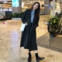 Thu đông 2018 phiên bản Hàn Quốc mới của quần lửng ống loe gió lửng dài tay áo len nữ áo dài áo khoác da nữ