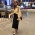 2018 mới mùa thu đông phiên bản Hàn Quốc của còng màu rắn buộc băng thông rộng tay áo sơ mi mỏng tay dài sơ mi nữ Áo sơ mi dài tay