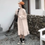 Mùa thu và mùa đông mới của Hàn Quốc phiên bản của các trường đại học gió dài tay áo Một từ váy là mỏng retro vuông cổ áo xù áo ăn mặc của phụ nữ quần áo kiểu váy chữ a