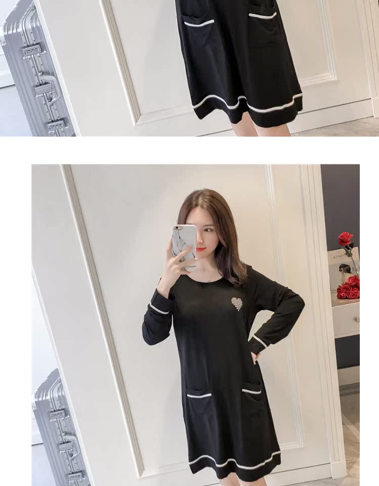 Mùa xuân và mùa thu cotton modal dài tay pad áo ngủ nữ đồ ngủ lỏng đơn giản giản dị mặc áo ngực dịch vụ nhà áo đầm mặc ở nhà