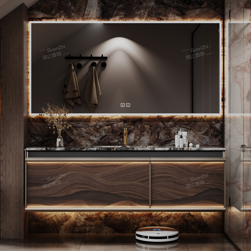 High-End Italian-Style Light Luxury Art Panel Bathroom Cabinet Set, Hotel-Style Washbasin and Vanity Unit High-End Italian-Style Light Luxury Art Panel Bathroom Cabinet Set, Hotel-Style Washbasin and Vanity Unit