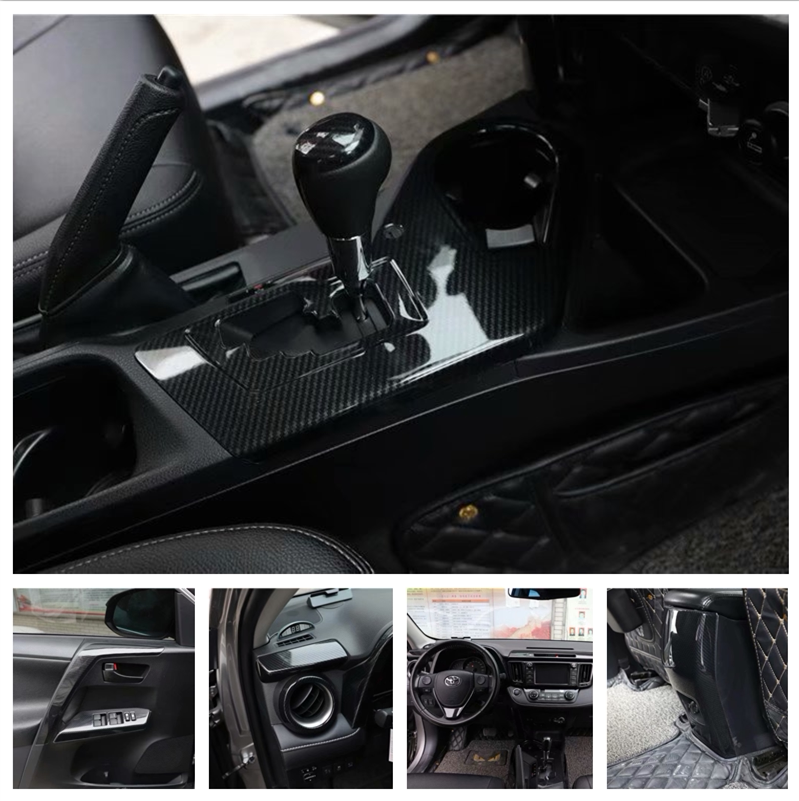 Dedicated to 13-19 RAV4 carbon fiber interior stickers, modified mahogany central control panel stickers, gear stickers