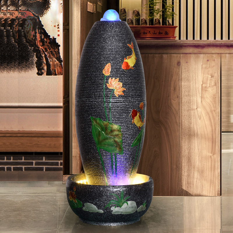 Flowing Water Fountain, Living Room, Office, Wealth-Generating Ornaments, Windmill, Water Wheel, Home Decoration, Humidifying Ball, Floor-Standing Opening Gift Flowing Water Fountain, Living Room, Office, Wealth-Generating Ornaments, Windmill, Water Wheel, Home Decoration, Humidifying Ball, Floor-Standing Opening Gift