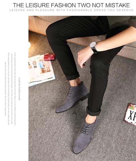 Giày nam mùa đông Giày cotton da lộn Giày cao gót nam cộng với giày da nhung Martin ủng ngắn ủng nam ấm - Giày ống giày nam lacoste