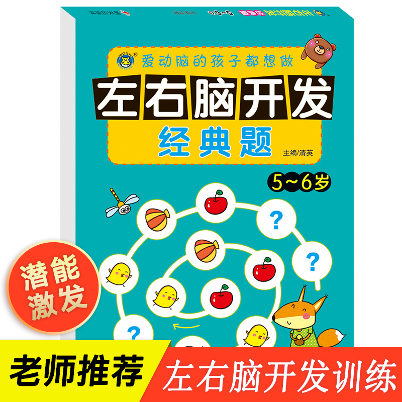 left right brain development classic topic 5-6 year old child wisdom development book young child full brain thinking logic training game big book potential puzzle picture book kindergarten early teaching to cultivate baby attention training focus