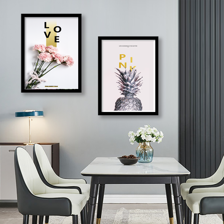 Small frescoed Xuanguan Decorative Mural Nordic-Like Board Room Girl Hearts Pink 3D Flower Living room Warmth Hanging Paintings