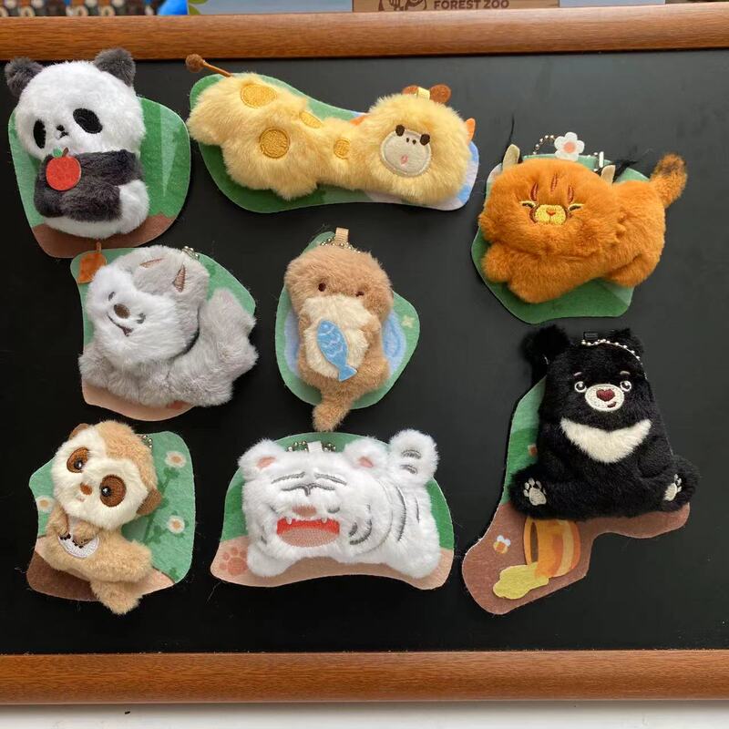 Red Mountain Forest Zoo Cultural and Creative Magnetic Plush Refrigerator Magnet Pendant Dual-Use Blind Box Bag Giant Panda Otter White Tiger