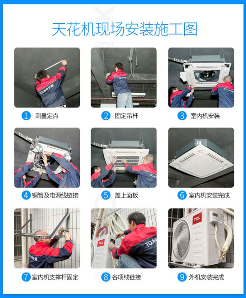 TCL 大3匹2P天花机单冷暖吸顶商用嵌入式中央空调天井机5P6匹空调商品详情图