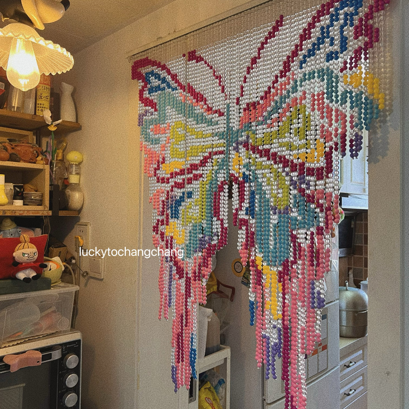 Butterfly ins Beaded Door Curtain Romantic Elegant Bedroom Entrance Decorative Door Curtain Original Design Door Curtain