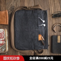 Madden tooling Japanese retro simple oil wax bag shoulder commuter bag wear-resistant old waterproof canvas bag men