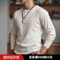 Madden tooling American retro long sleeve base waffle Henry shirt heavy weight amikar T-shirt men