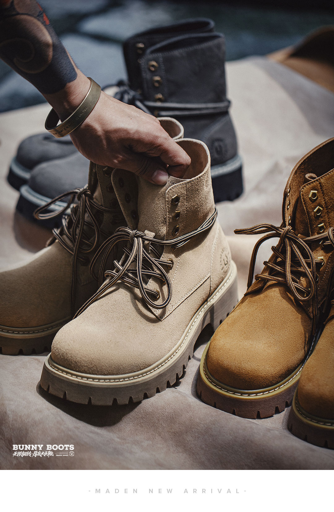 MADEN Retro Lace-Up Mid-Top Work Boot
