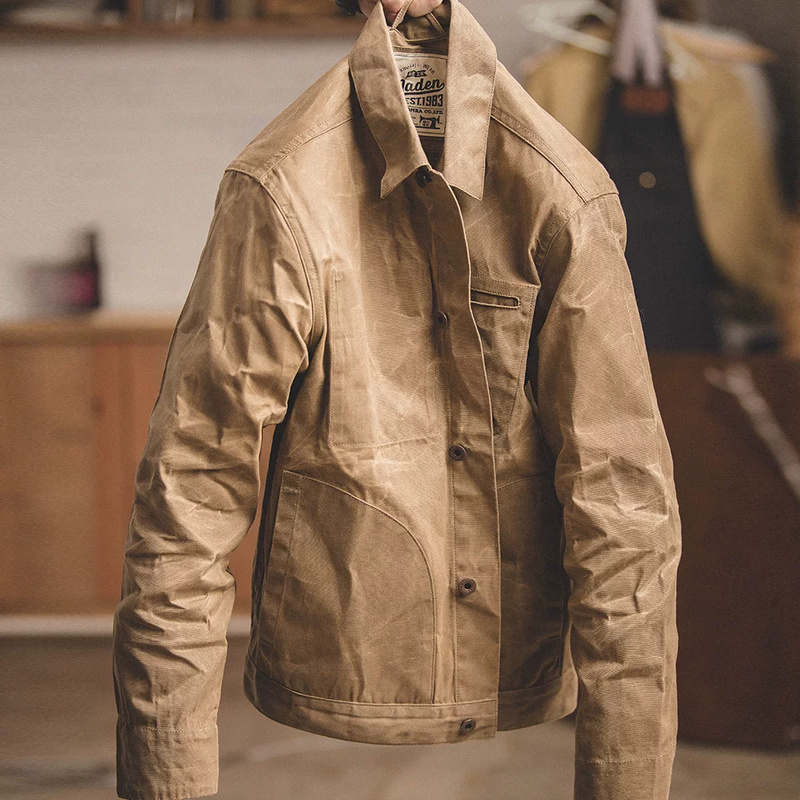 Madden Workwear American Heavy Vintage Yellowstone Melard Canvas Oil Wax Jacket Amekaji Hardshell Jacket Men's Autumn Madden Workwear American Heavy Vintage Yellowstone Melard Canvas Oil Wax Jacket Amekaji Hardshell Jacket Men's Autumn