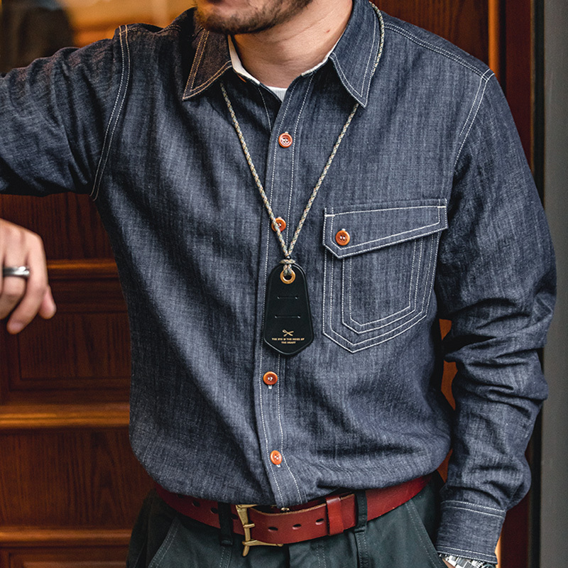 Madden Workwear American Retro Long-Sleeve Western Denim Shirt Outerwear Khaki Tough Guy Shirt Men's Autumn Thin