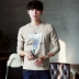 Benny Road áo thun dài tay nam mùa thu đông xu hướng cổ tròn quần áo cotton mùa thu trắng đáy quần áo nam
