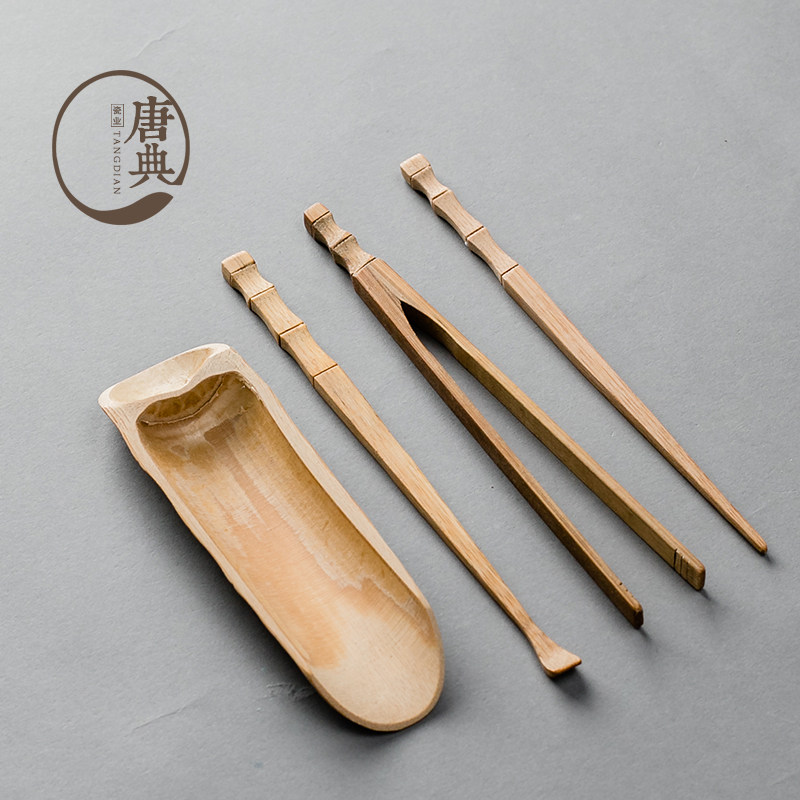 Bamboo tea ceremony six gentlemen four-piece set of handmade bamboo tea then tea needle tea clip tea dial tea ceremony kung fu tea set accessories