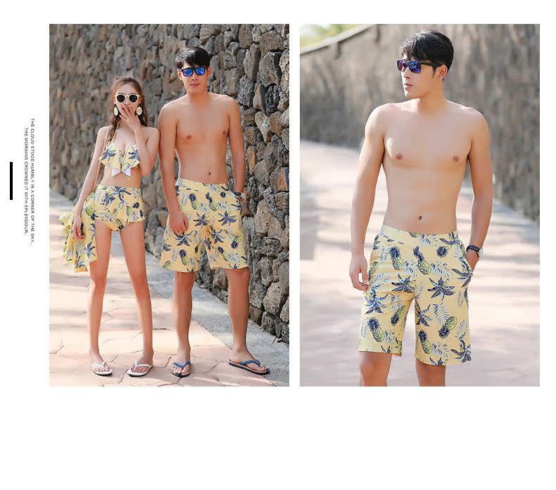 Áo tắm nữ màu vàng Hàn Quốc phiên bản áo voan tam giác bikini đôi ba mảnh dài tay áo nhanh chóng áo tắm - Vài đồ bơi 	đồ đôi maxi đi biển