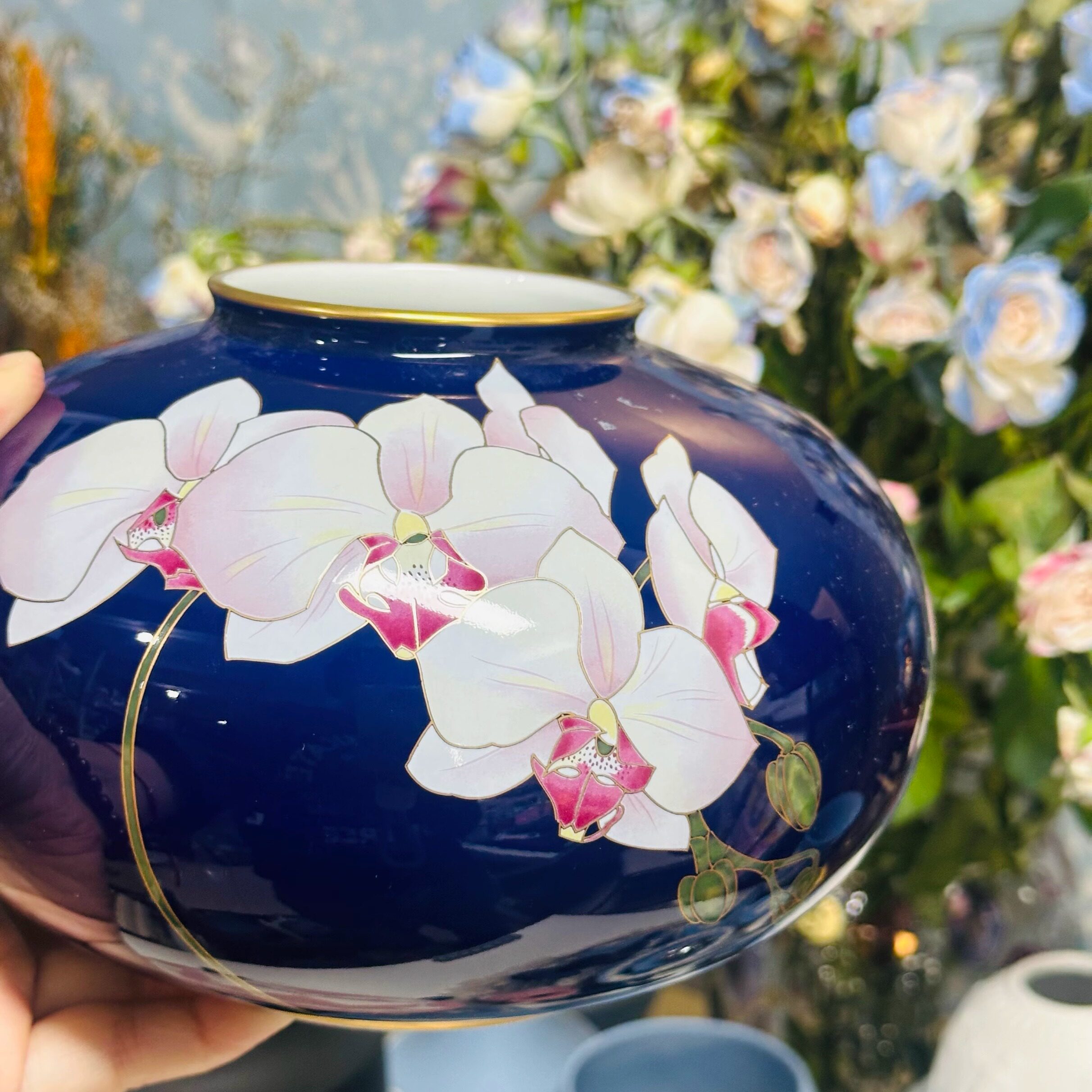 花器 花瓶 大型の花瓶、香蘭社 深川製磁 深川製磁 孔雀 大型 茶器 生花