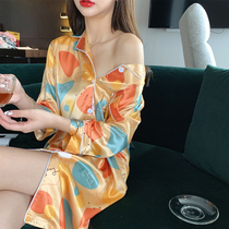 Boyfriend Wind Sleeping Dress Girl Summer Ice Sexy Shirt Thin to emulate Silk tennis Red short sleeves Summer Sleeping dress