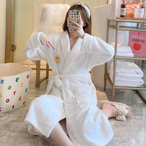 Autumn and winter Korean version laughs face net red coral suede lady sleeping robe flannel pyjamas pyjamas bath towels lengthened section