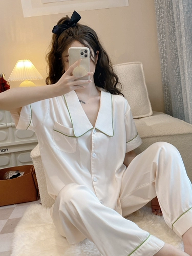 Комплект, летняя пижама, шорты, штаны, популярно в интернете, 3 предмета, короткий рукав, изысканный стиль, простой и элегантный дизайн