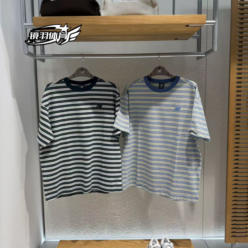 New Balance Nb26 Summer Fashion Cotton Striped T-Shirt for Men and Women Couples Short-Sleeved Mt61H5D9 New Balance Nb26 Summer Fashion Cotton Striped T-Shirt for Men and Women Couples Short-Sleeved Mt61H5D9