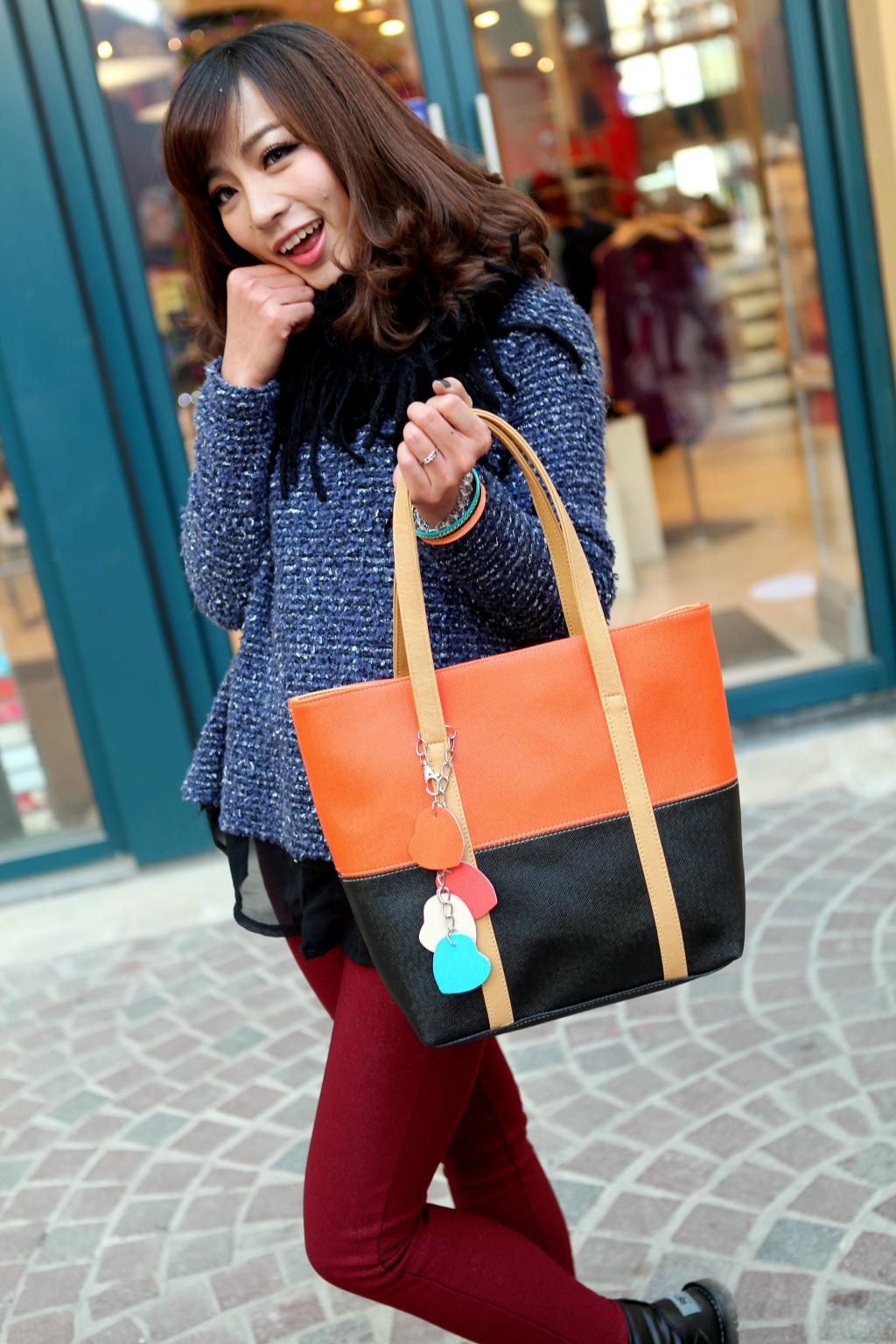 Large Capacity Women Shoulder Bag Two spell candy color female bag Fashion Lady Women Leather Bag 6 Large Capacity Women Shoulder Bag Two spell candy color female bag Fashion Lady Women Leather Bag 12