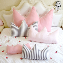 Small Qingxin New washed cotton crown leaning pillow headbed cushion headbed leaning against the pillow headboard large backrest home floating window decoration