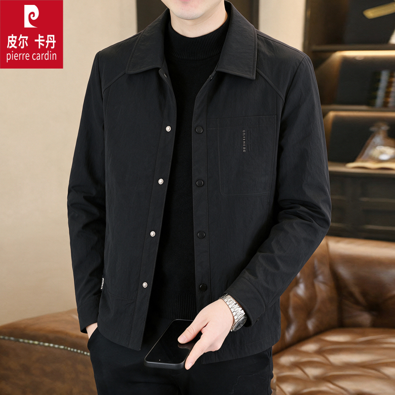 Pierre Cardin Korean Style Casual Lapel Jacket for Men 2026 New Fashion Light Luxury High-Quality Men's Jacket