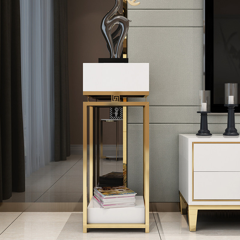 Light luxury flower stand modern minimalist stainless steel flower table living room decorative frame plant stand balcony floor storage flower shelf