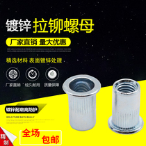  Rivet nut Flat head small countersunk head rivet nut Striped rivet mother M3M4M5M6M8M10 Knurled extended rivet mother