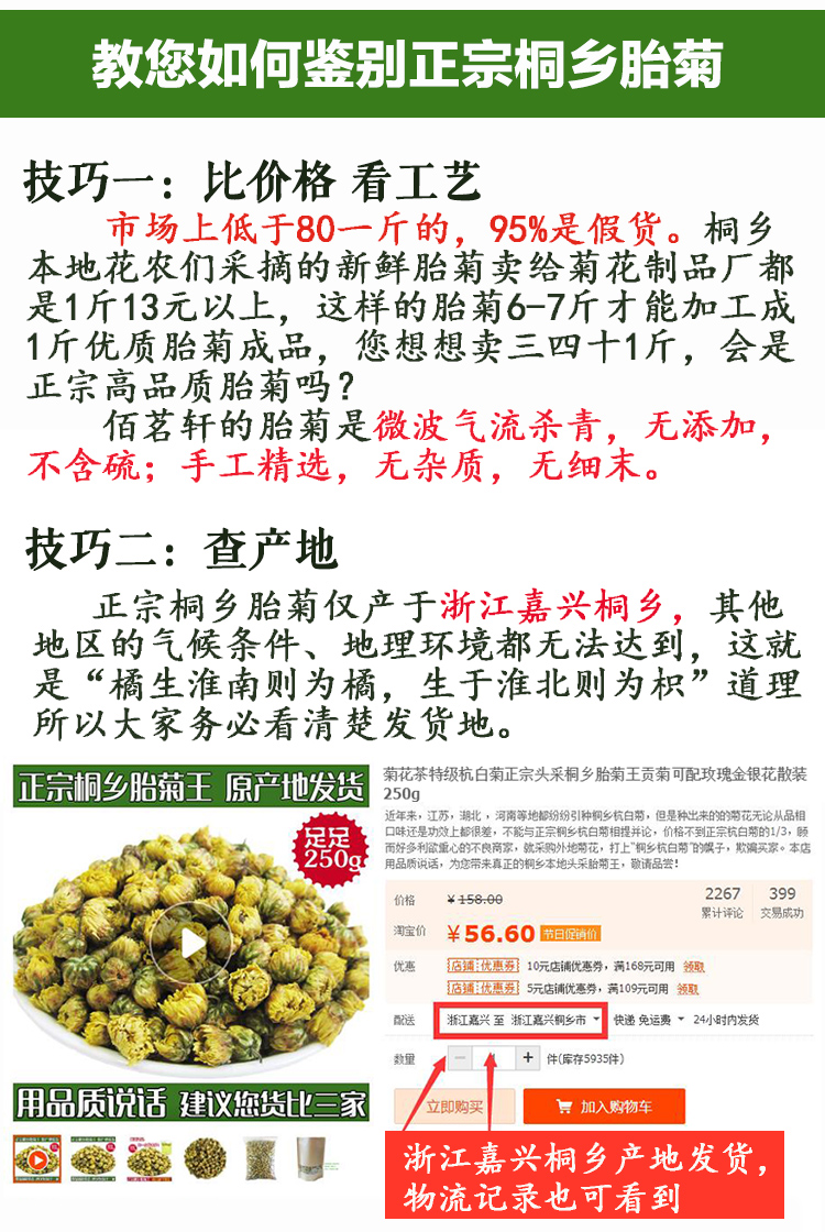 头采桐乡胎菊王菊花茶250g