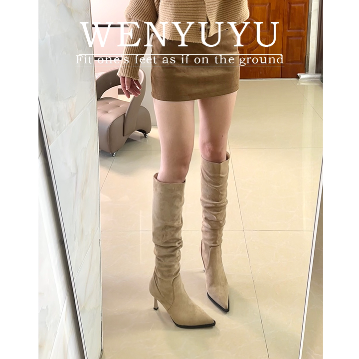High-Heeled Pointed Toe Stiletto Long Boots 2026 Autumn and Winter New Style British Style Retro Elegant Versatile Slouch Boots Riding Boots High-Heeled Pointed Toe Stiletto Long Boots 2026 Autumn and Winter New Style British Style Retro Elegant Versatile Slouch Boots Riding Boots