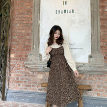Deng Sixsix retro 100 hitchhiking two long skirts Winter 2022 new fashion minus age French style Broken Flowers dress